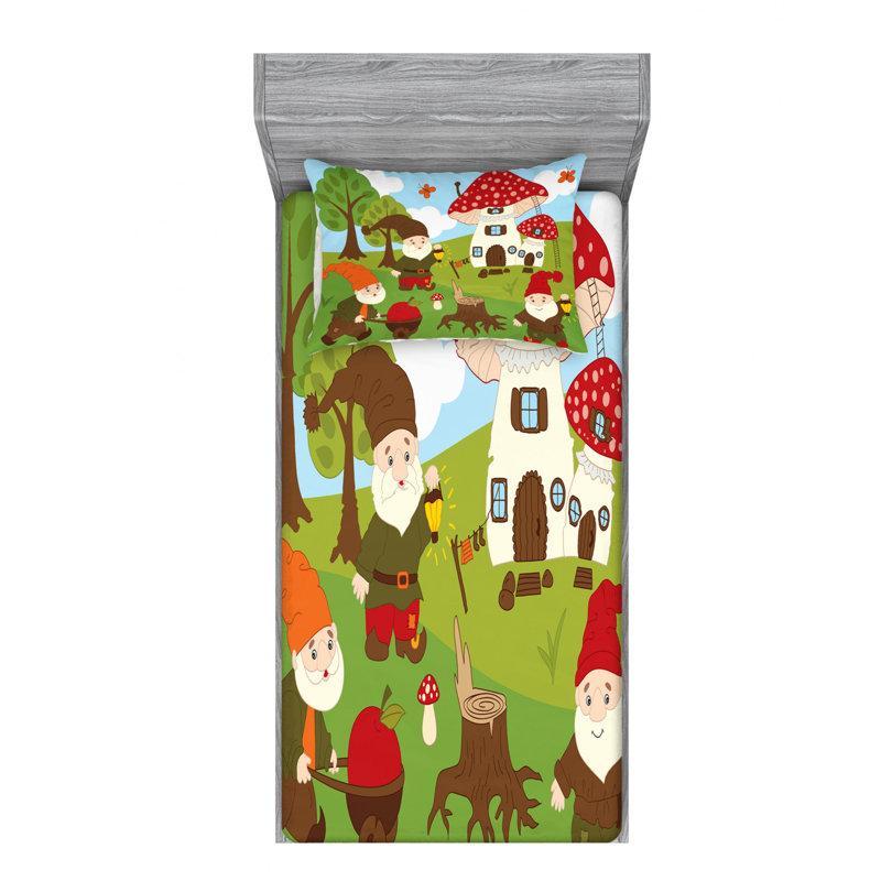 Gnome Microfiber Sheet Set, Twin Sheet Set with Fitted Sheet