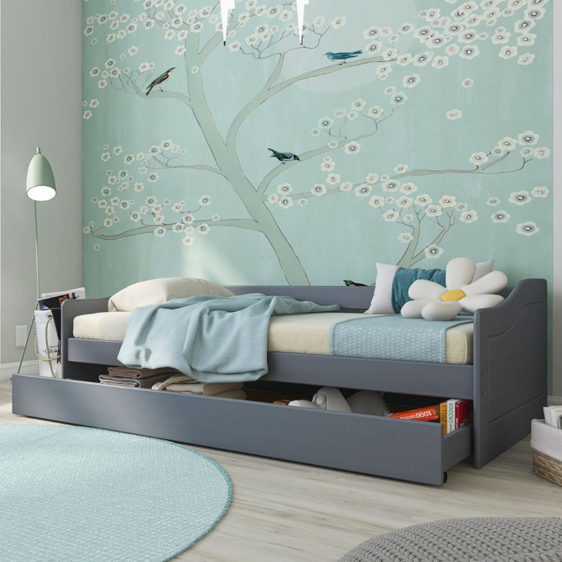 Sanah Children's Bed - Incl. Pull-out Bed, 90 x 200cm , Grey