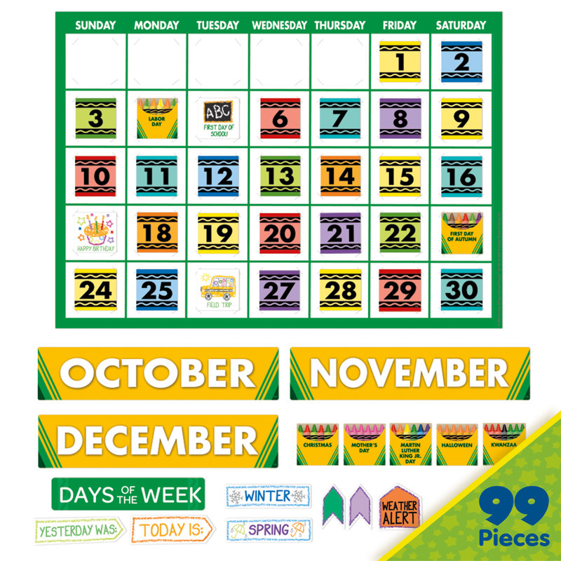 Eureka® Crayola® Calendar Bulletin Board Set