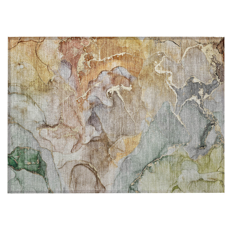 Tapis extérieur lavable antidérapant gris et doré 2 pi x 3 pi