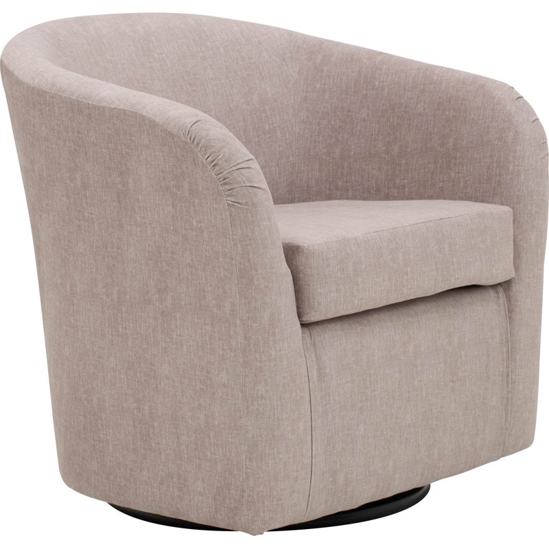 Upholstered Swivel Barrel Chair, Aston Rose Polyester Blend