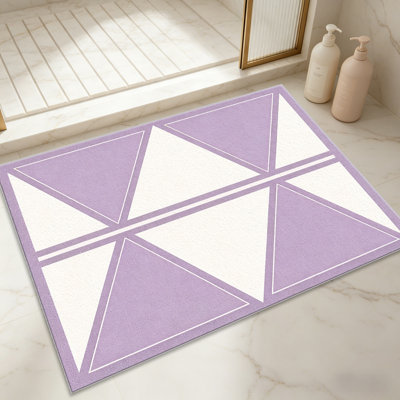 Tapis lilas en triangle triangulaire pour le salon, doux et confortable, convient à toutes les saisons, facile à entretenir, tapis de sol intérieur lavable à la machine, sous la table de ferme convenant à la chambre à coucher, à la salle à manger, au bureau, au balcon, au patio de décoration intérieure