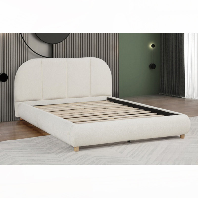 Grand lit en tissu doux en toile de jute, Ivoire
