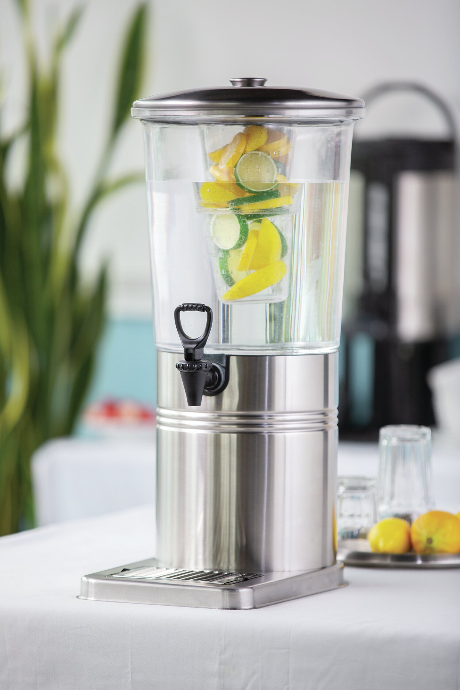 JoyJolt Glass Drink Dispenser with Spigot, Ice Infuser, & Fruit