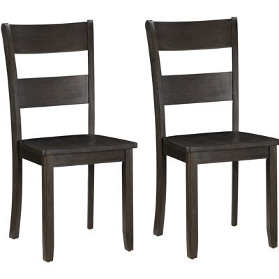 2 chaises à dossier en noyer vieilli 2 pièces - transitionnel rectangulaire pour les repas décontractés, finition chaleureuse rustique et solide, pieds latéraux élégants et fuselés, salle à manger générale, transitionnel,
