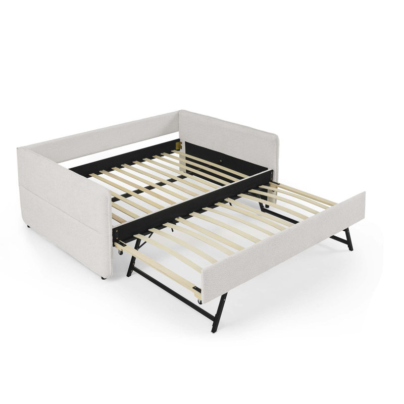 Lit de jour avec canapé-lit capitonné rembourré, tissu Boucle