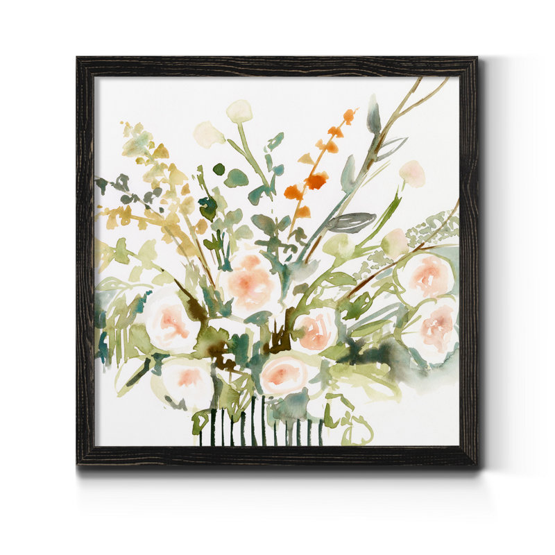 Imprimé fleurs en « I », Toile avec cadre noir, H 27,5 po x l 27,5 po x P 1,5 po