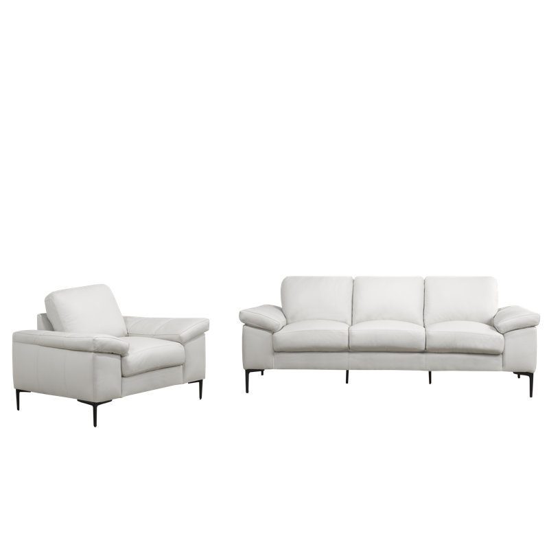 Canapé Dariona, Cuir véritable gris argenté
