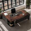 Bureau en L 81 po, grand bureau d'ordinateur avec tiroirs et classeur, bureau de direction moderne avec tablettes de rangement-2145008104