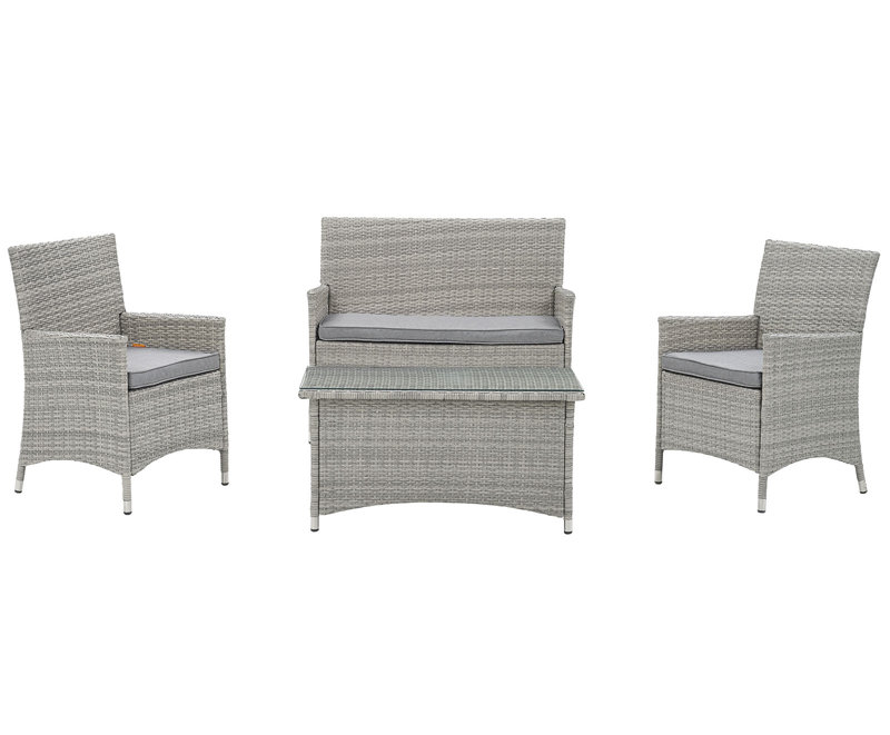 Ensemble modulaire d'extérieur en rotin 4 pièces Bridge de Modway, Gris