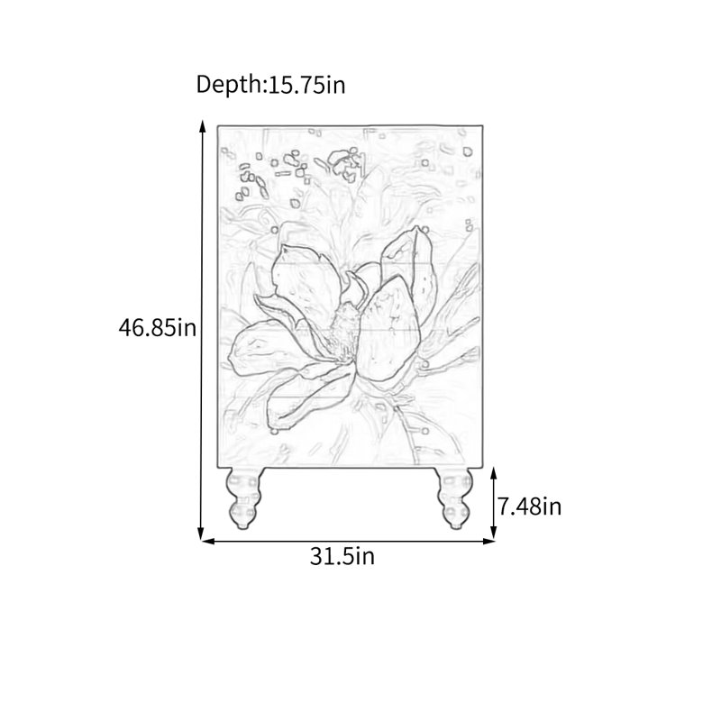 Armoire de rangement durable en noyer avec 5 tiroirs