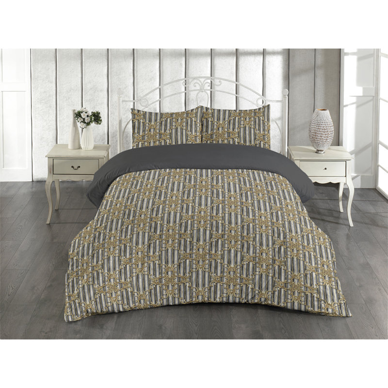 Damask Duvet Cover, Queen Duvet Cover + 2 Standard Shams