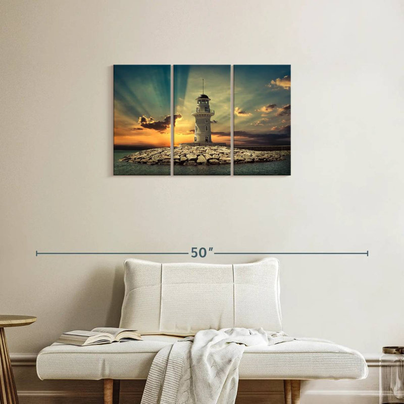 Aletra Majestic Lighthouse Sunset, 20" H x 33" W