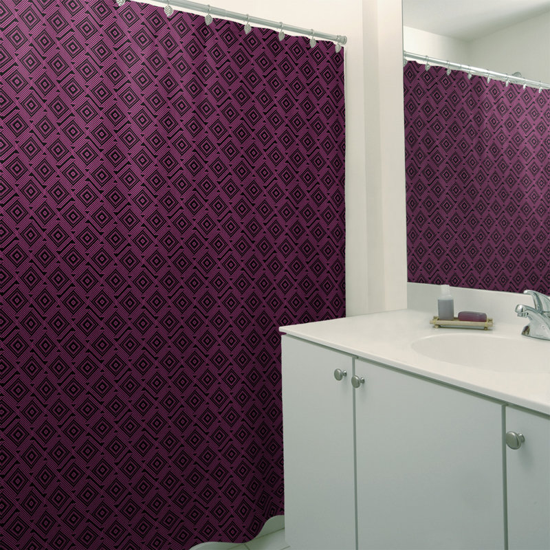 Rideau de douche simple Maze Square, Noir / Rose