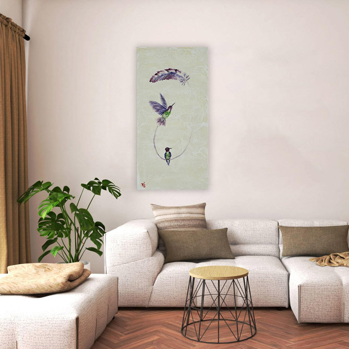 "Vol de couleur", art mural sur toile, Toile tendue, H 16 po x l 8 po