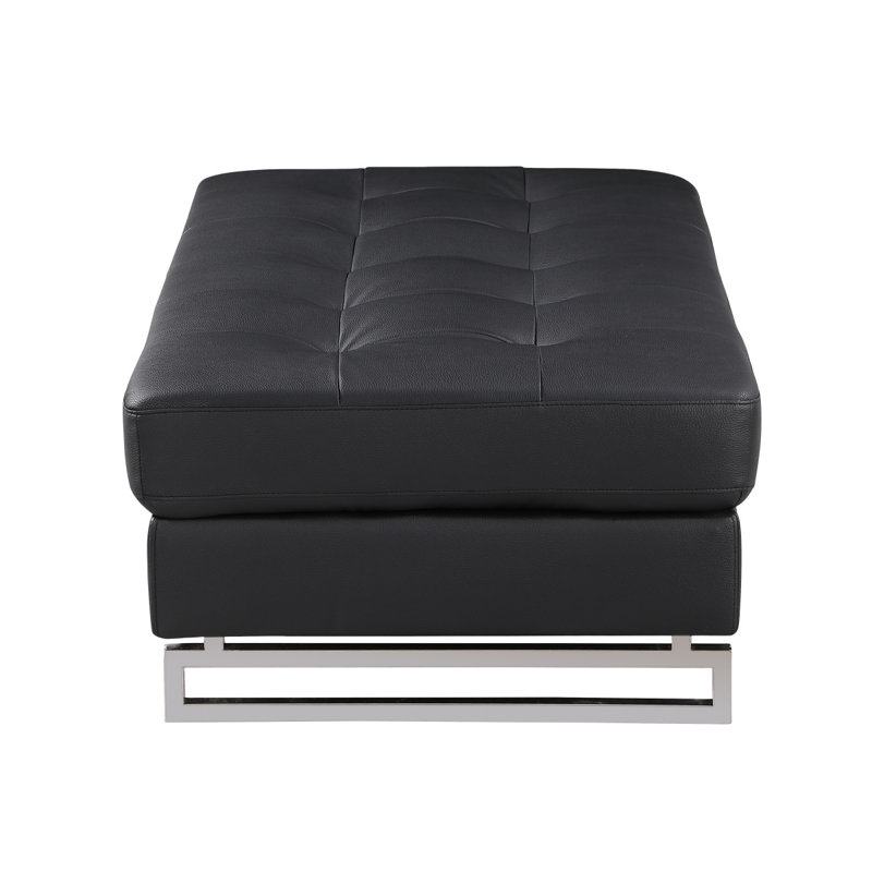 Repose-pieds en cuir véritable Global United, Black