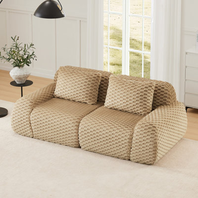 82" Modern Modular Sectional Sofa For Living Room,Flannelette Fabric,Highly Textured,Oversized 2-Seater Couch With Deep Seat,Buckle Connection,Anti-Slip Design,No Assembly,Boneless Sofa