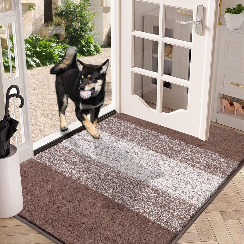 Tapis d'entrée antidérapant pour porte d'entrée, Brun, L 36 po x L 59 po