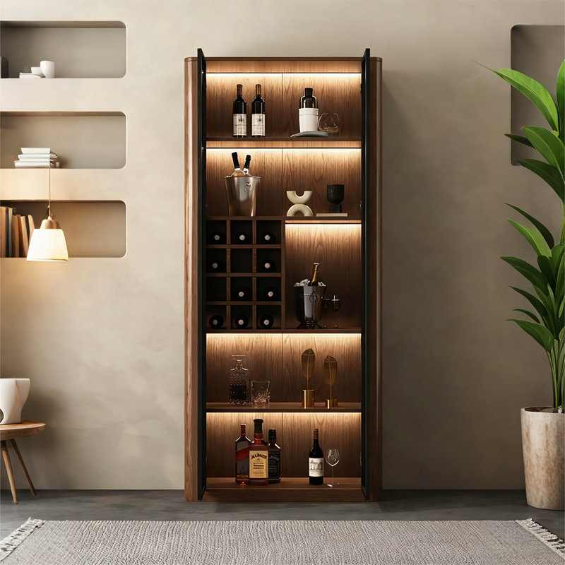 Armoire à vin en verre 35,43 po, armoire de rangement pour présentoir de salon, organisateur de maison de luxe