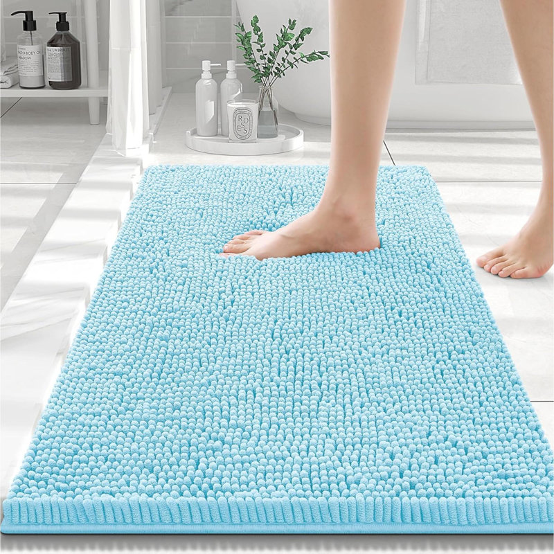 Tapis pour salle de bain Raazia, Bleu ciel