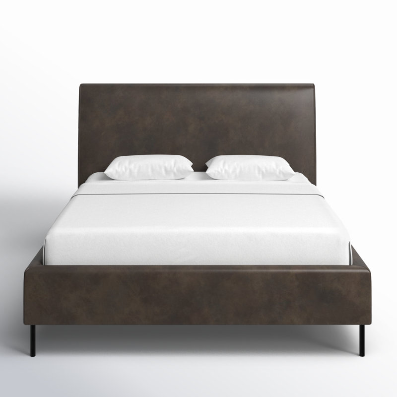 Naoma Vegan Leather Platform Bed, Gray, Full