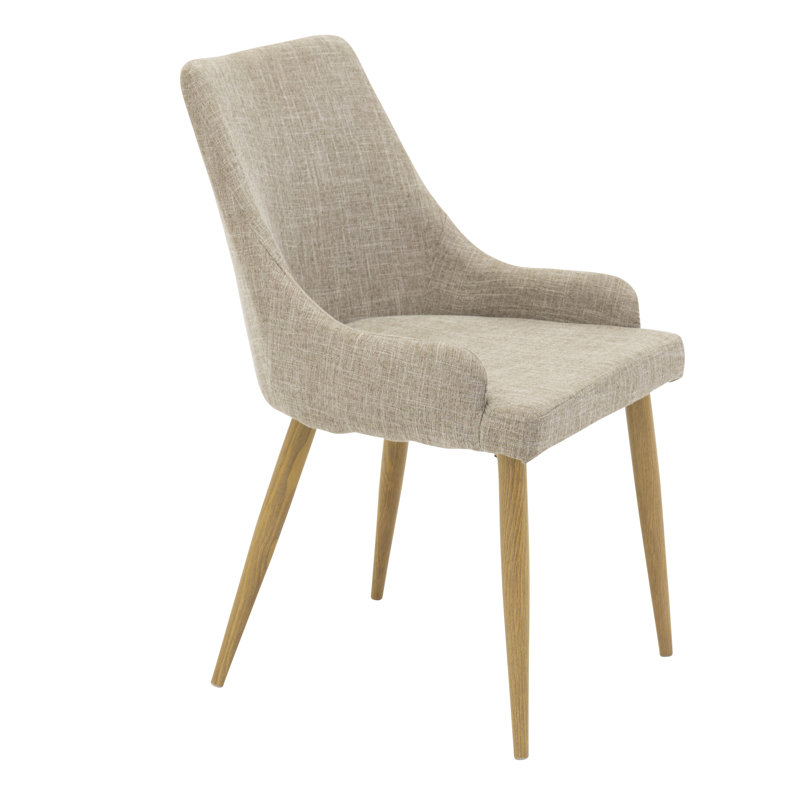Metzger 46cm H Polyester Blend Upholstered Side Chair, Light Grey, Oak