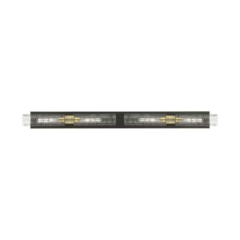 Ballston - Maliyah - 4 Light 51" Bath Vanity Light, Black Antique Brass, Deco Swirl