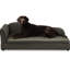 Animal de compagnie pour chiens de taille moyenne et grande - style contemporain avec vagues, conception à un bras, revêtement en lin, base rembourrée confortable en plastique gris foncé, lit surdimensionné pour chien de taille 55 po x 26 po x 18,5 po-2102494647