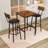 Bar Table Set with 2 Bar stools PU Soft seat with backrest-1711707737-1711707738