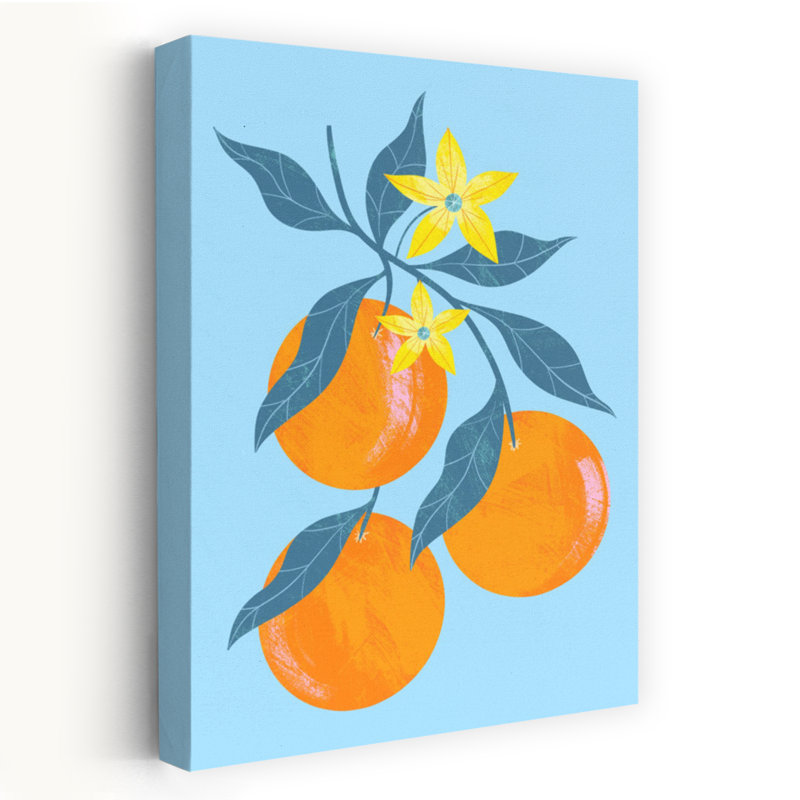 Orange Branch Contemporary Fruit Flower Wall Art, 36" H x 24" W
