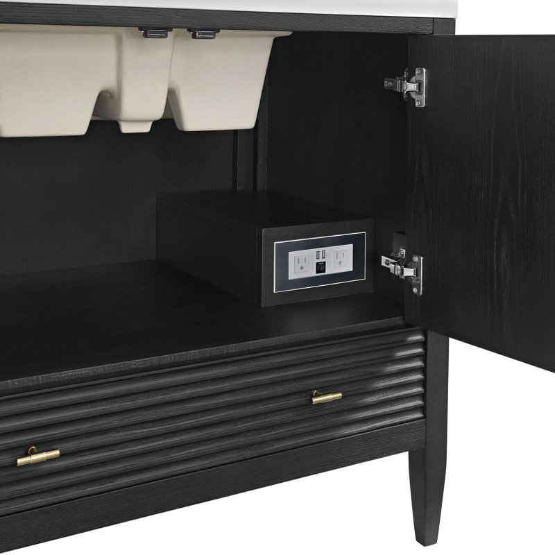 Myrrin 36'' W Single Vanity, Carbon Oak, Tajnar Eclos, 8" Widespread