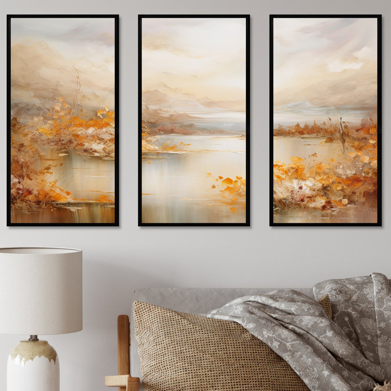 «Lakes Rivers Dreamscape Charm Art liquide - ensemble d'art mural rivière, Cadre flottant noir, H 40 po x l 60 po x P 1 po