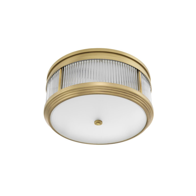 Rousseau Glass Flush Mount, Antique Brass