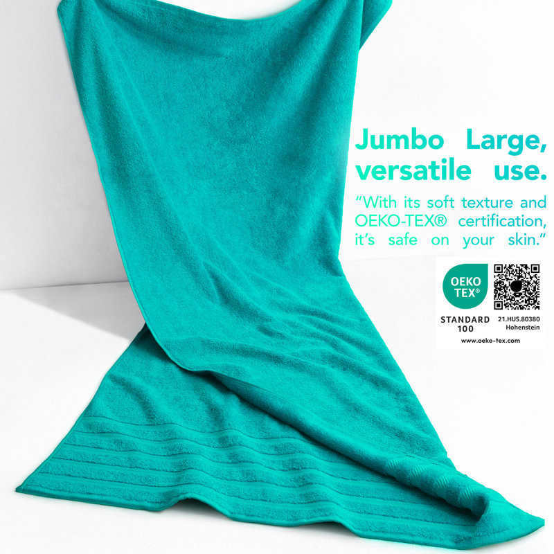 Darcelle 100% Cotton 35x70 Jumbo Large Bath Sheet, Turquoise Blue
