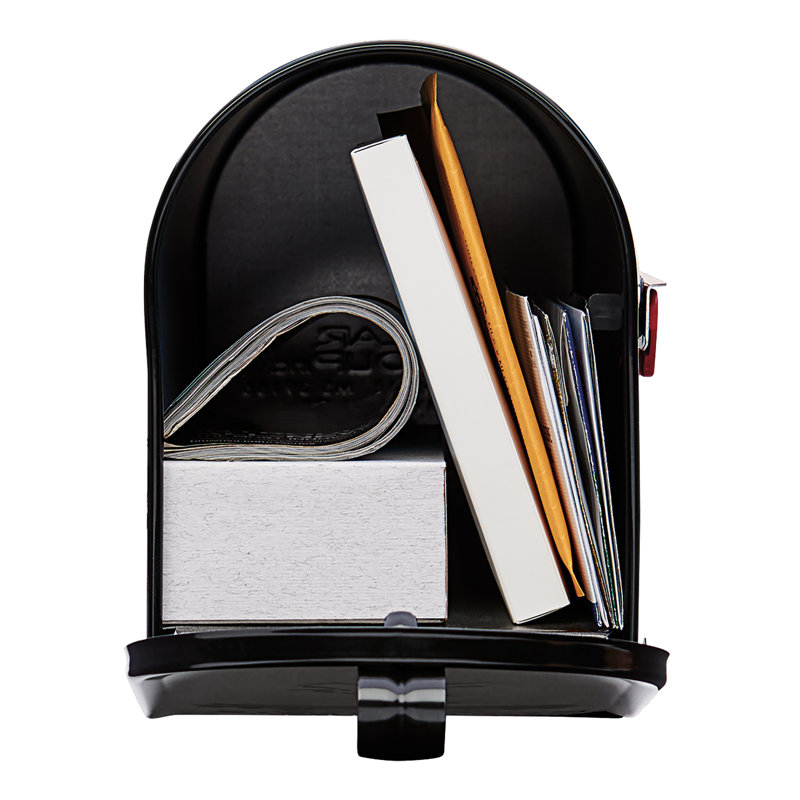 Elite Steel Post Mounted Mailbox, Black