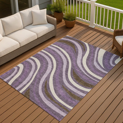 Machine Washable Indoor/Outdoor Chantille ACN2490 Stripes Rug