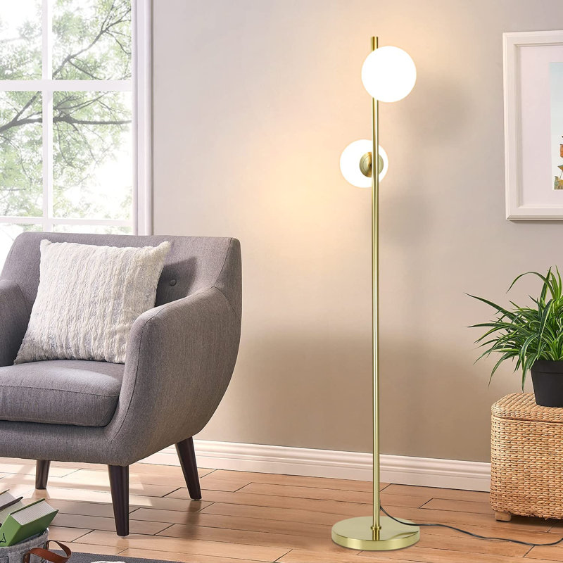 2-Burner G9 Gold Ball Pembina Floor Lamp, 166 Cm