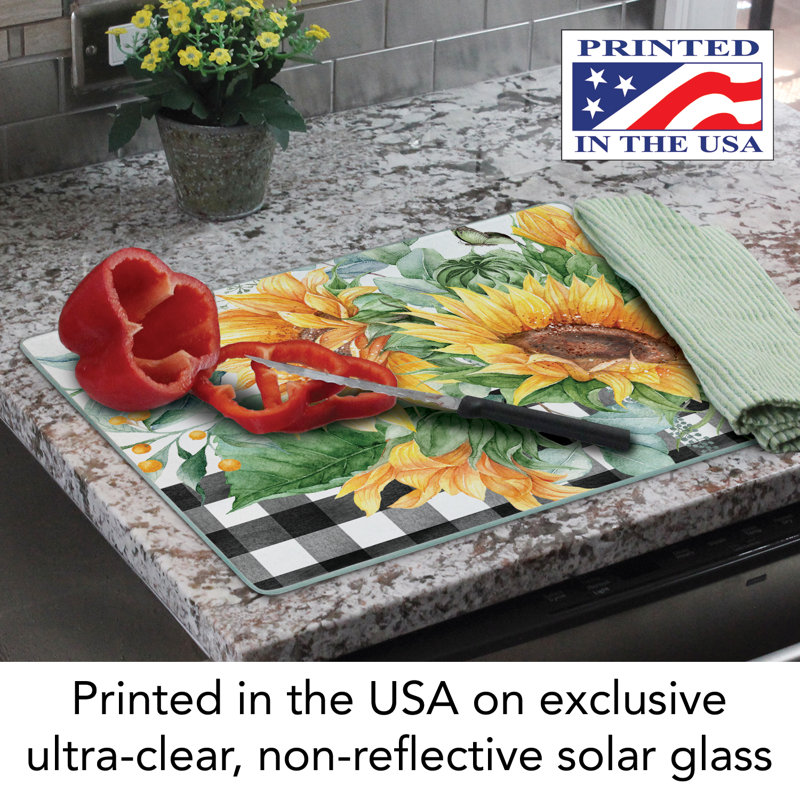 Sunflower Fields Rectangular Tempered Glass Cutting Board