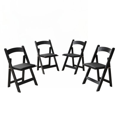 Upholstered folding  chair, space saving,,easy to carry, 4PCS,Black cushion/Black shelf,Dining room