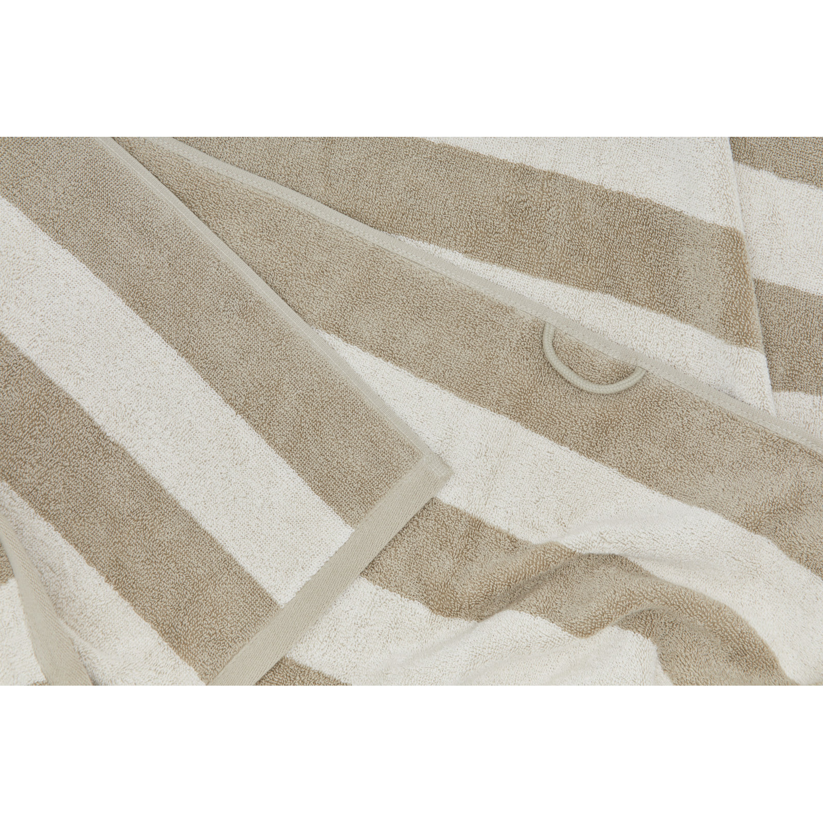 Simple Striped Cotton Towel, Ivory/Flax, Wash Cloth - 1 Pack