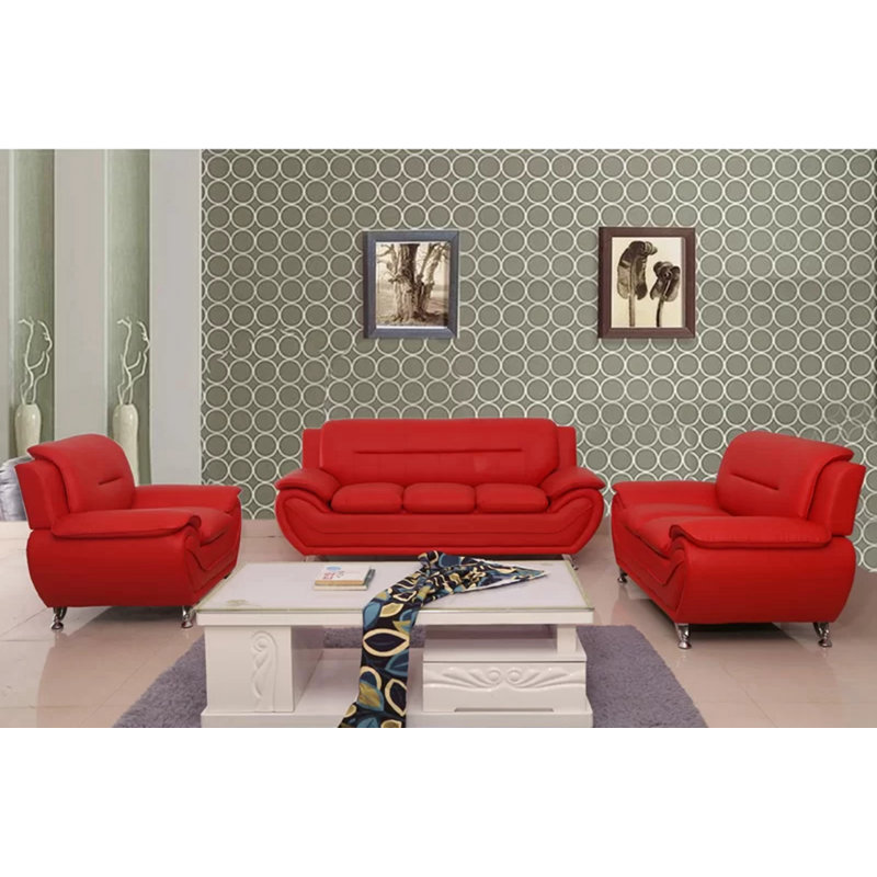 Mulvey 76'' Faux Leather Sofa, Red 