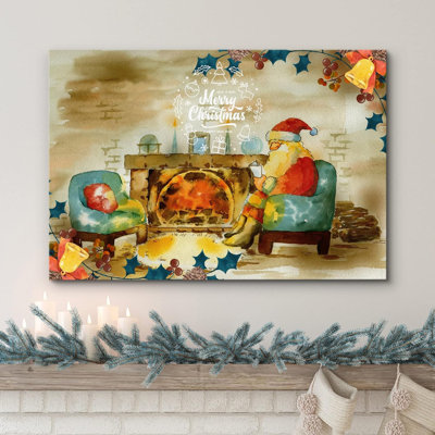 Christmas Santa Claus Fireplace Celebrations & Holidays Decor Illustrations Modern Art