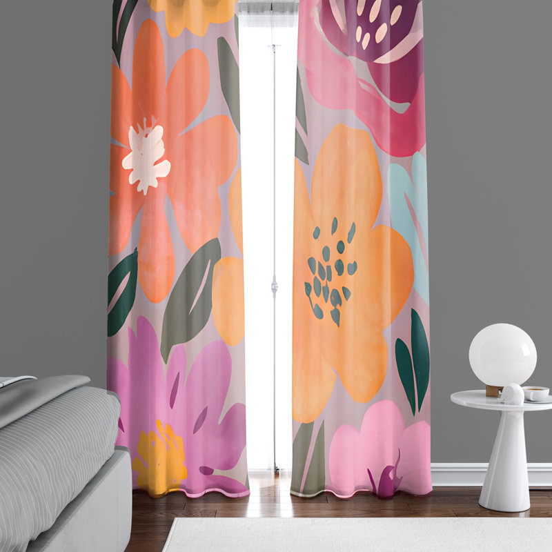 Paire de rideaux semi-transparents en polyester Danique, L 56 po x L 78 po