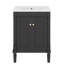Meuble-lavabo moderne 24 po avec lavabo supérieur, meuble-lavabo à 2 niveaux, meuble-lavabo simple, grandes tablettes de rangement, noir