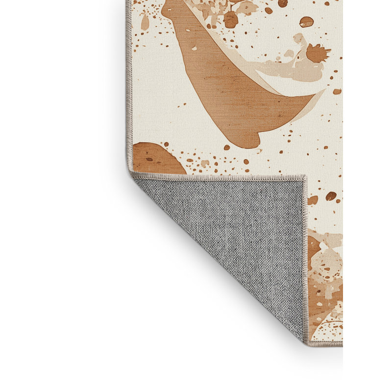 Tapis éclectique beige lavable à la machine à motif abstrait Ottoline, 4 x 6