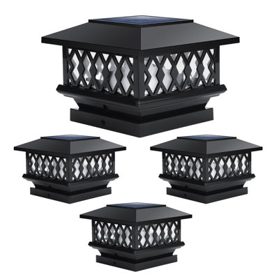 Plastic Low Voltage Solar Powered Integrated LED Fence Post Cap Light 3.5 In. X 3.5 In. with Base Adapter Included Pack