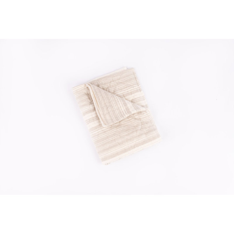 Dardar Cotton Blend Striped Quilt - King, King Quilt, Natural