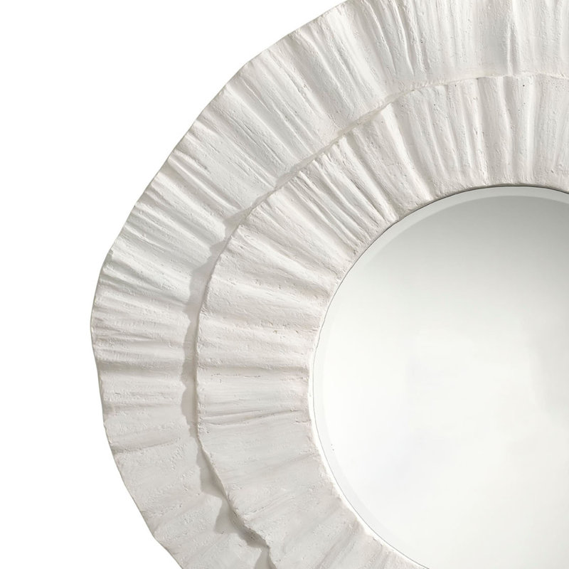 Miroir Nolo, forme abstraite, pétale ronde, résine blanche 40X43