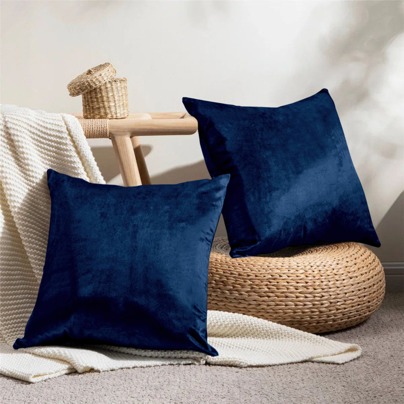 Rizokarpaso Luxury Square Scatter Crushed Velvet Cushion Cover, Navy