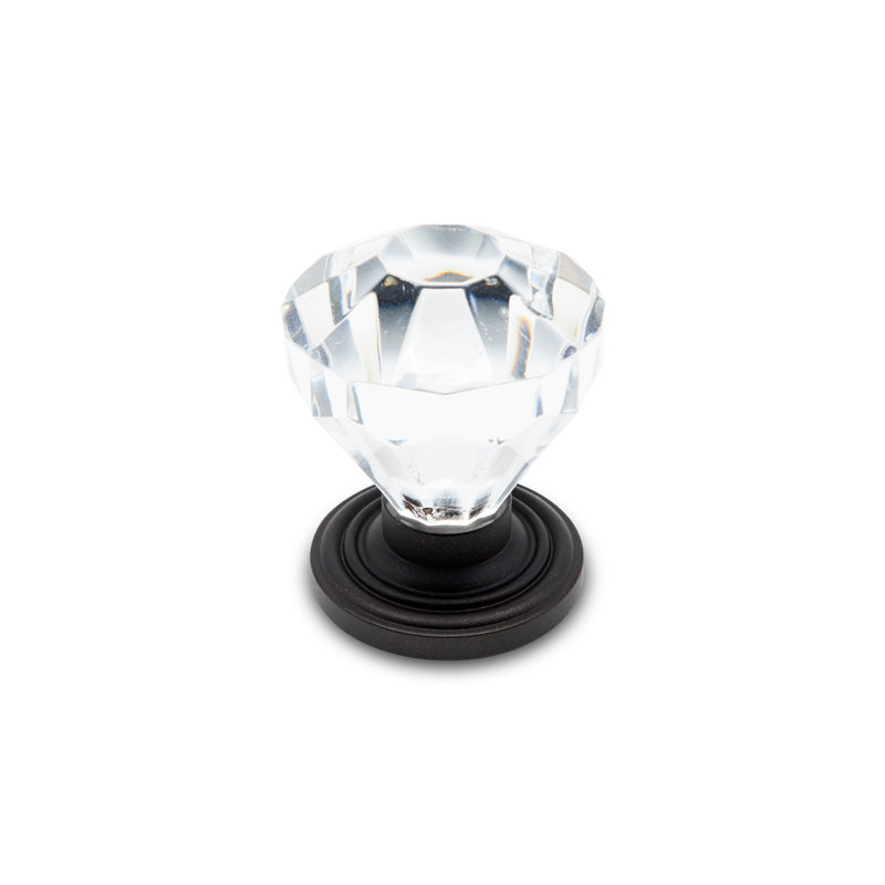Round Oil Rubbed Bronze and Clear Acrylic Knob with Mounting Hardware